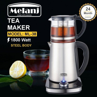 ملانژ چایساز کنارهمی مدل ML38 – کتری استیل + قوری شیشهای، مناسب خانگی