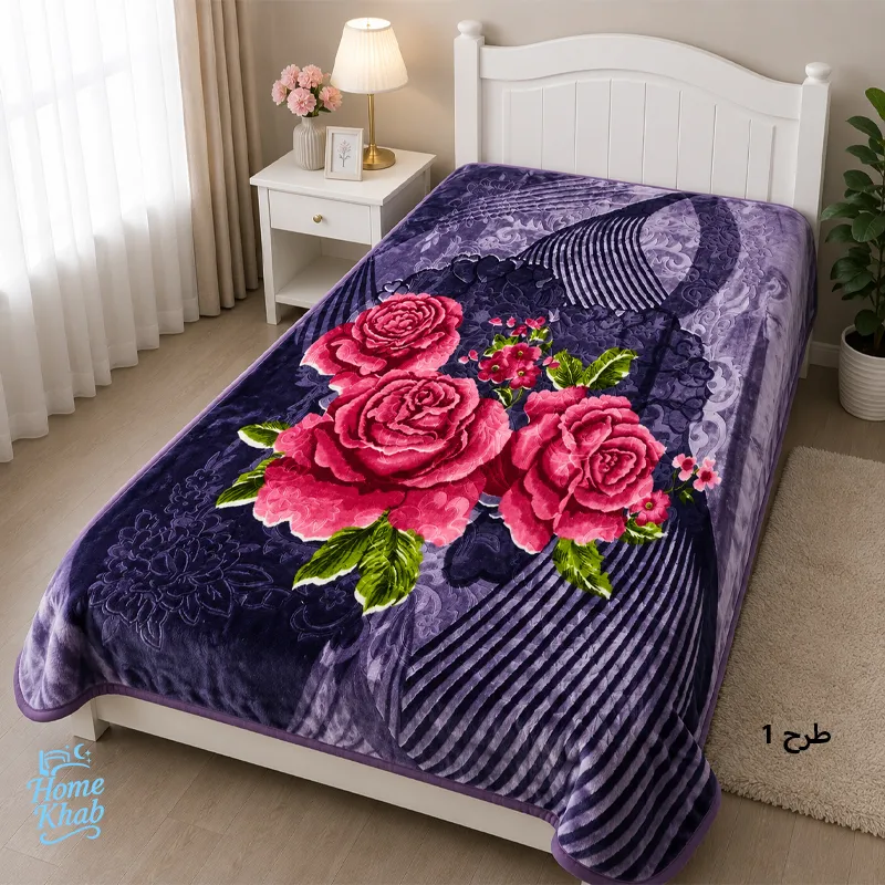 پتو یک نفره الین مدل گل برجسته