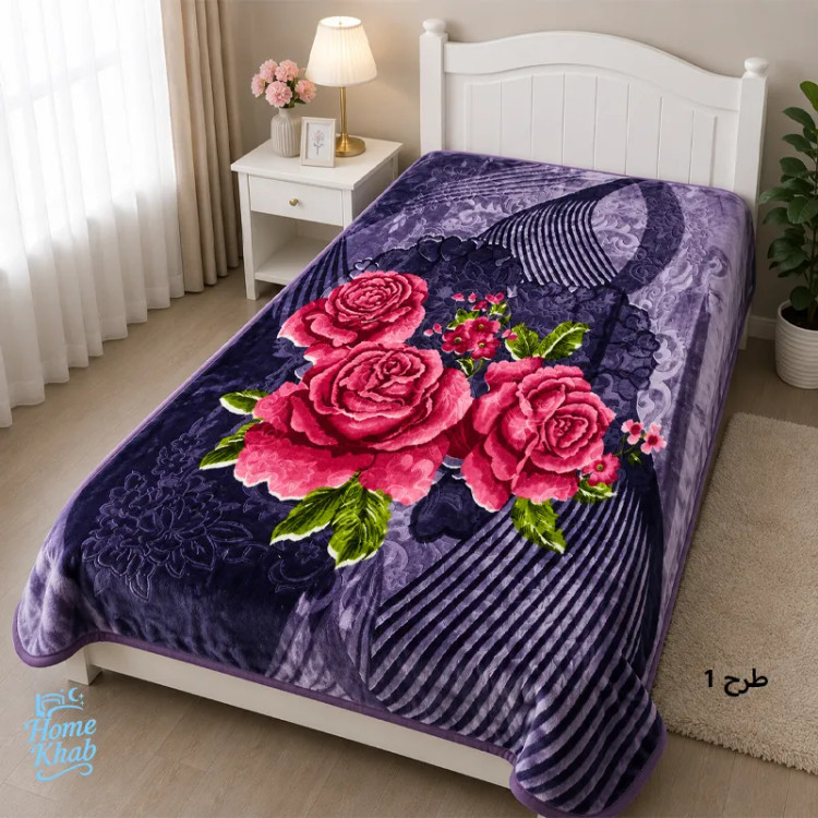 پتو یک نفره الین مدل گل برجسته