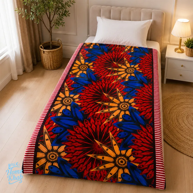 پتو 1 نفر مدل ژله ای طرح گل سایز 220x150 سانتی‌متر